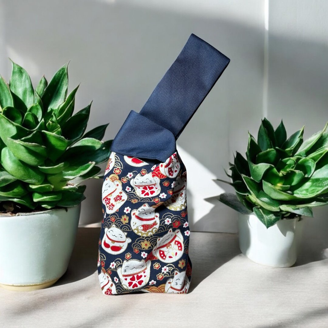 Saco com nó Kinchaku Maneki Neko
