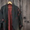 Kimono Haori i svart & vinrött