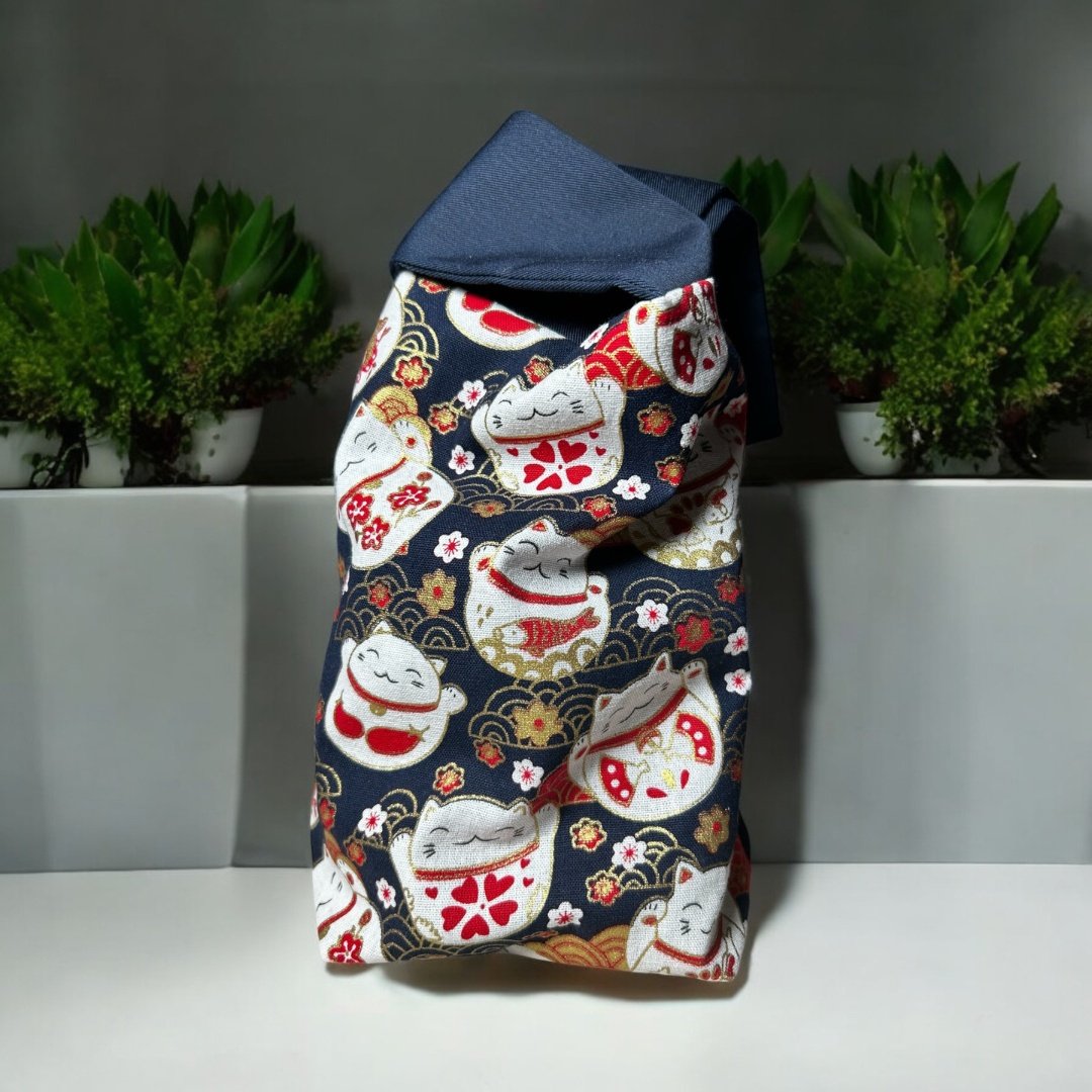 Saco com nó Kinchaku Maneki Neko