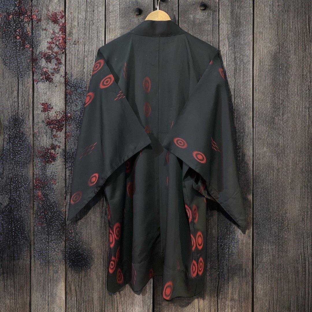 Kimono Haori i svart & vinrött