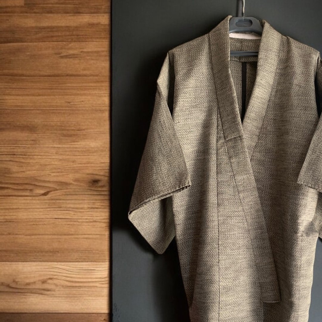 Traditional Japanese Haori in Khaki Beige