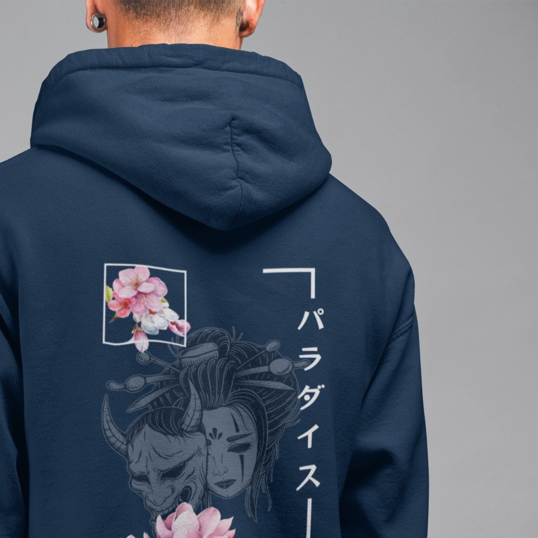 Japansk huvtröja Heaven i marinblå färg