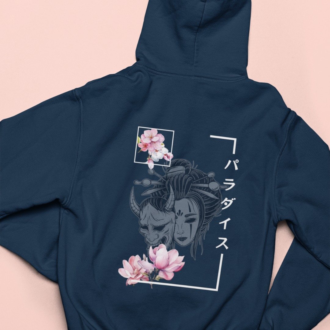 Japansk huvtröja Heaven i marinblå färg
