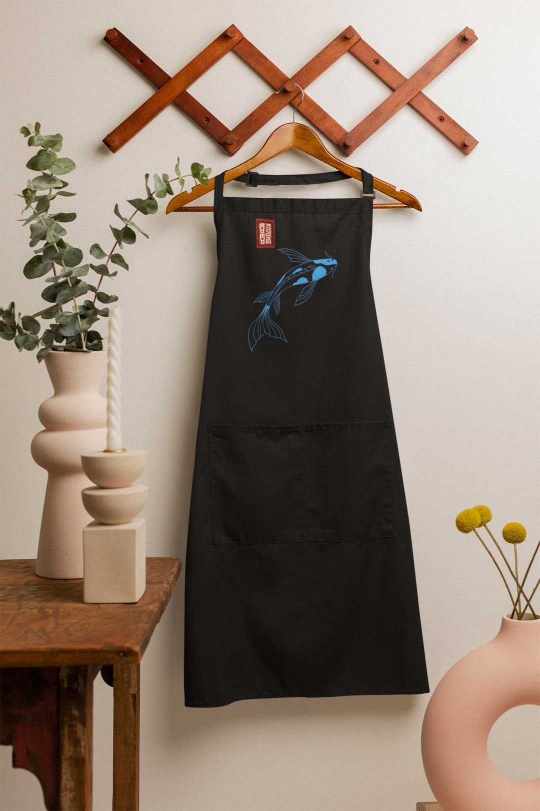 TABLIER JAPONAIS POISSON KOI BLEU