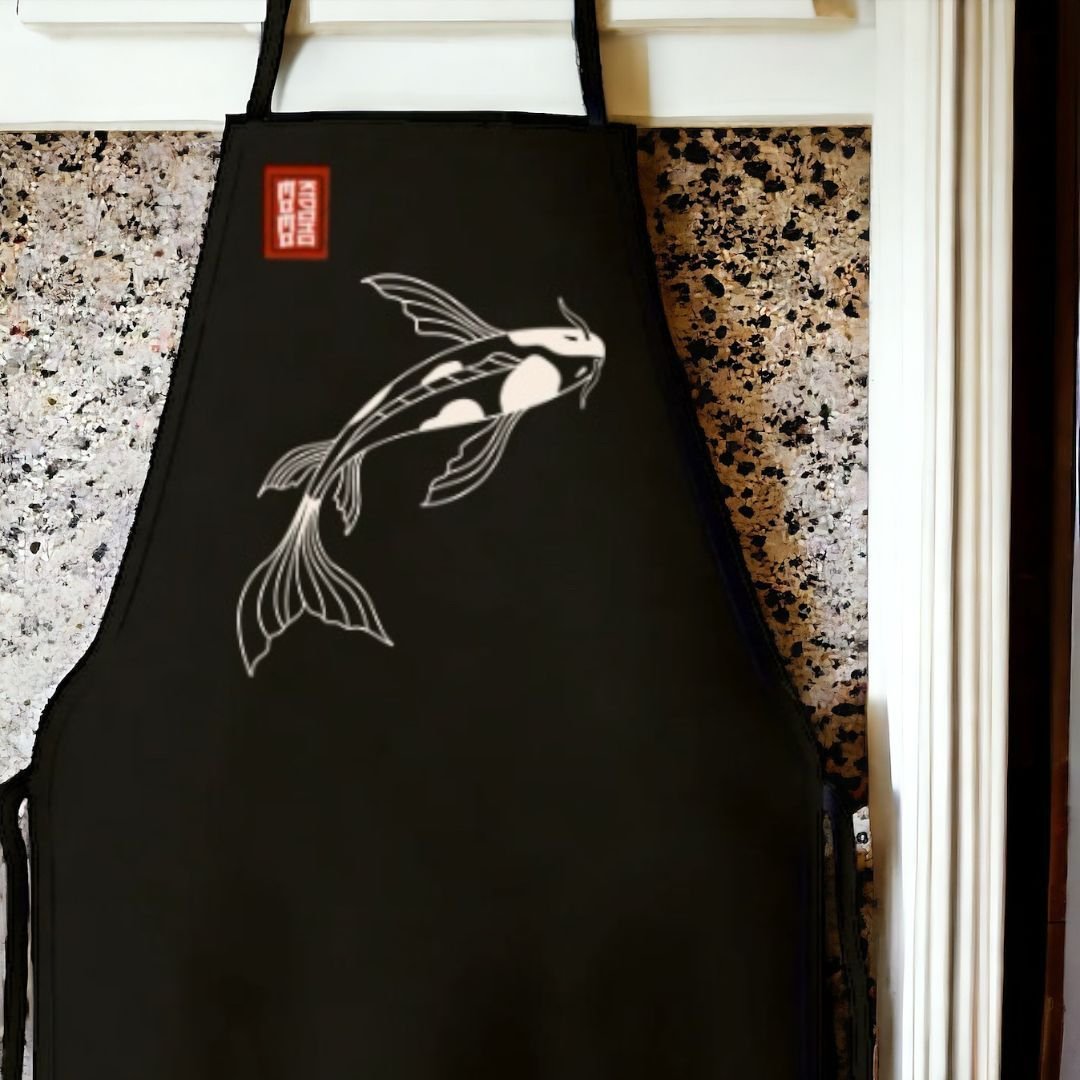 AVENTAL JAPONÊS PEIXE KOI BRANCO