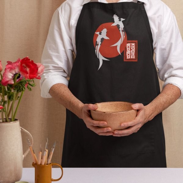 JAPANESE APRON KOI FISH IN RED ROUND