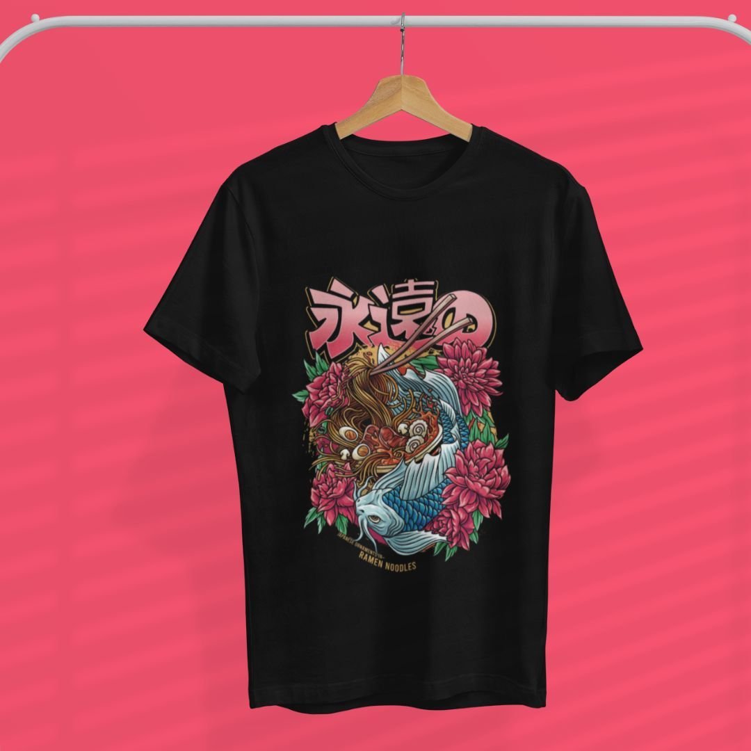 Camiseta japonesa Ramen Koi Fish and Noodles