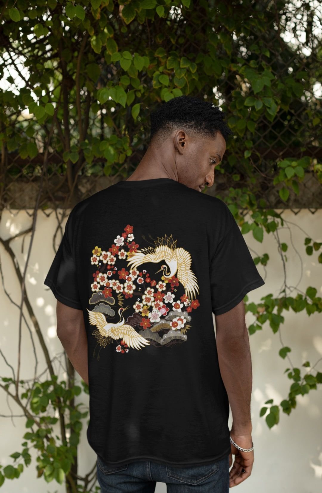Japanisches T-Shirt mit Kranichen