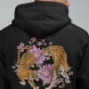 Japanese Hoodie Black Tiger and Lillys