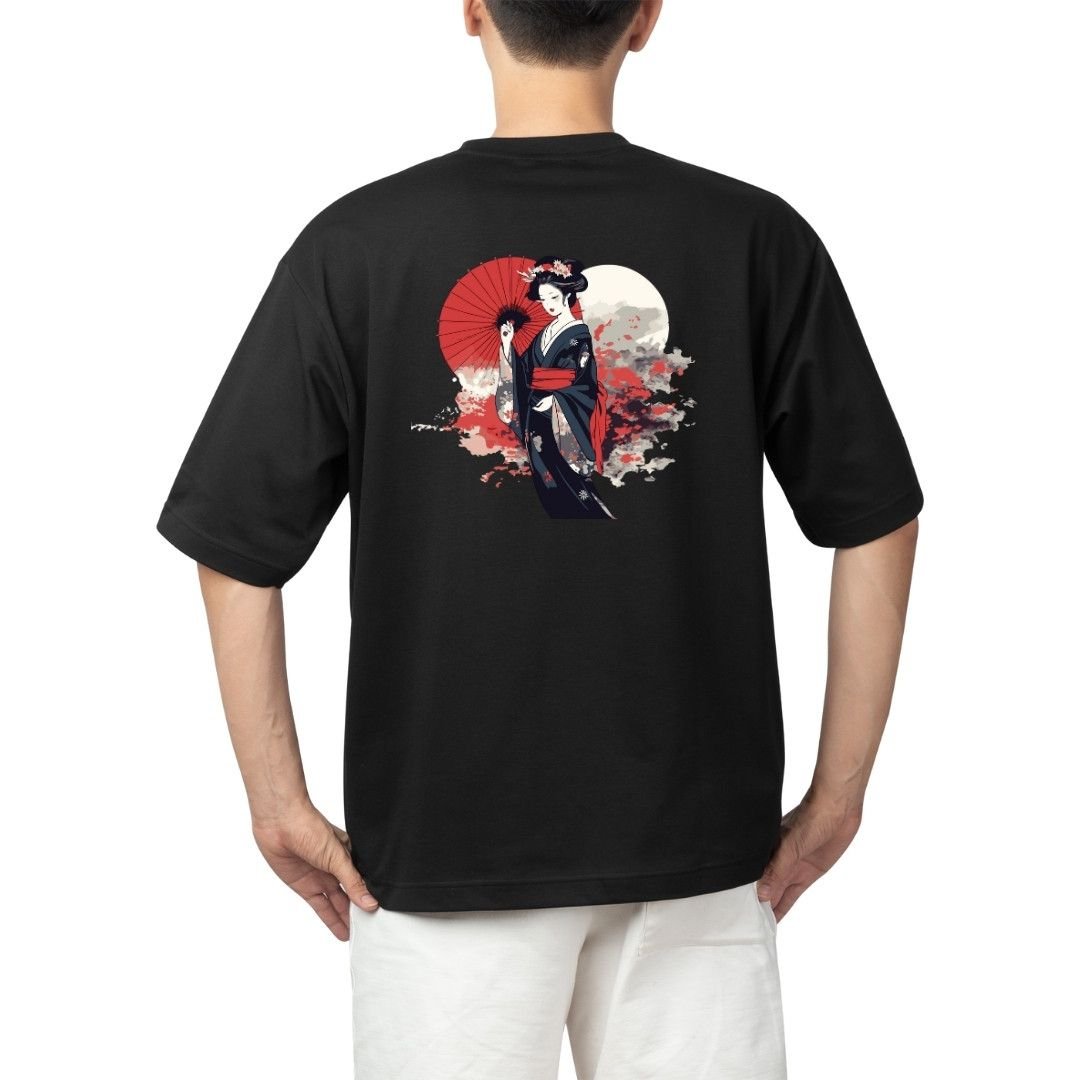 Japanese T-Shirt Geisha with Umbrellas