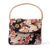 AOI HARU 青い春 HANDTASCHE OSAKA BAUMWOLLSTOFF MIT FRÜHLINGSBLUMENANG WEISSER KRANICH