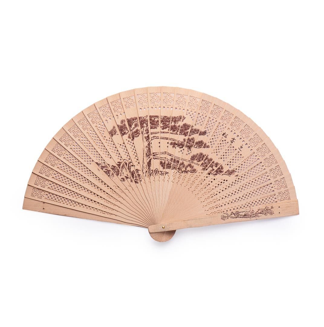 Baboo Fan with chinese Tree 21cm