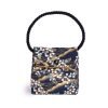 BLUE  MINI PURSE COTTON FABRIC WITH FLOWERS
