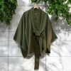 Olivfarbener Harmony-Kimono aus Wolle
