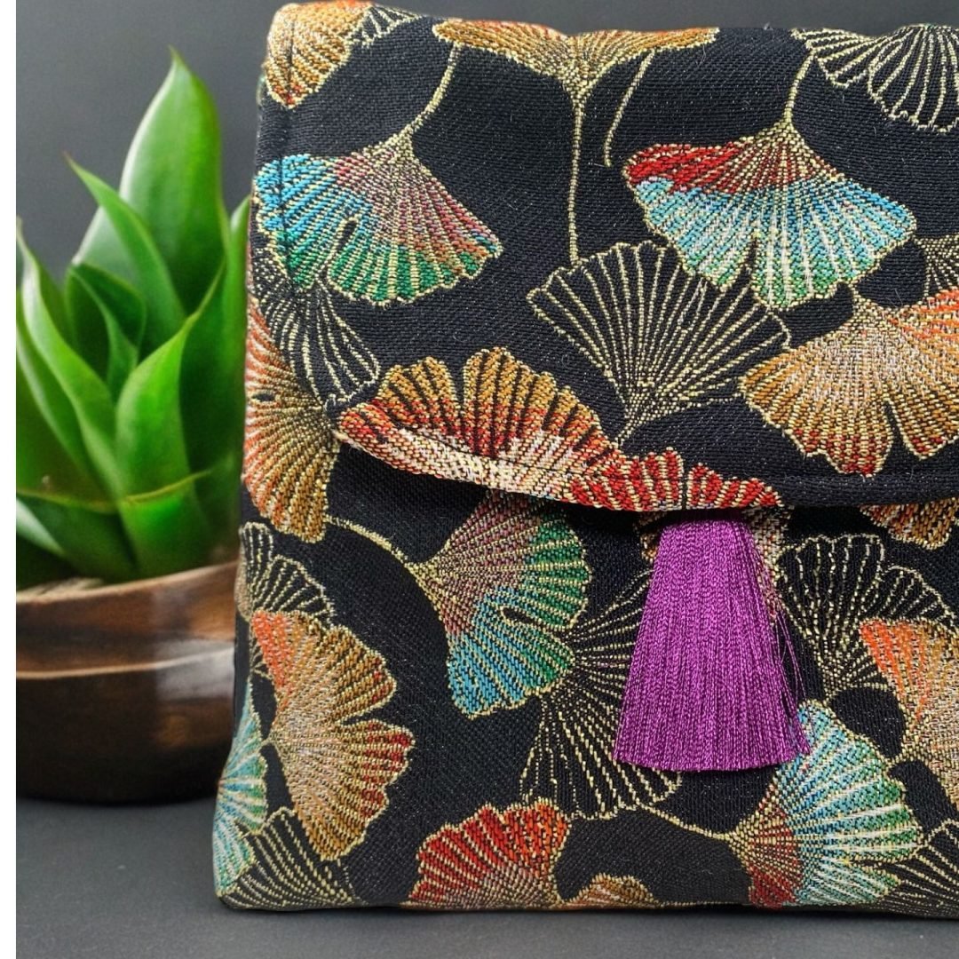 Bolsa Japonesa Ginkgo Roxa