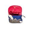 BOLSA TSURU TORI 鶴鳥 MINI BOLSA EM TECIDO JAPONÊS DE ALGODÃO AZUL PROFUNDO COM DETALHES DOURADOS E PRETOS