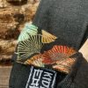 Japanische Knotentasche Schwarzer Denim und Gingo Canva
