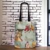 JAPANESE STYLE HANDMADE GREEN TOTE BAG WITH LINING