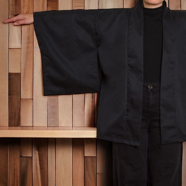 HAORI IN BLACK GABARDINE FABRIC