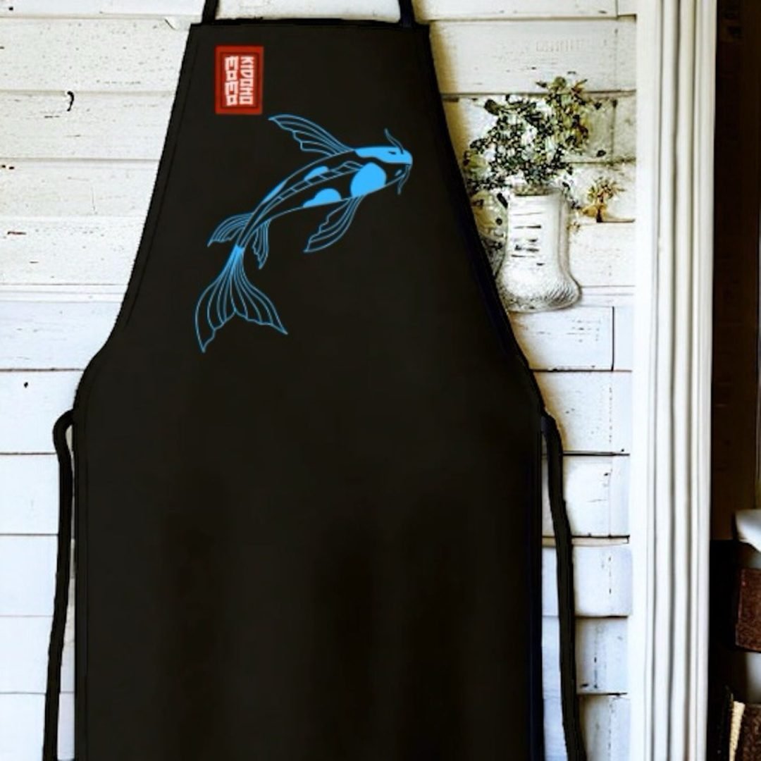 TABLIER JAPONAIS POISSON KOI BLEU