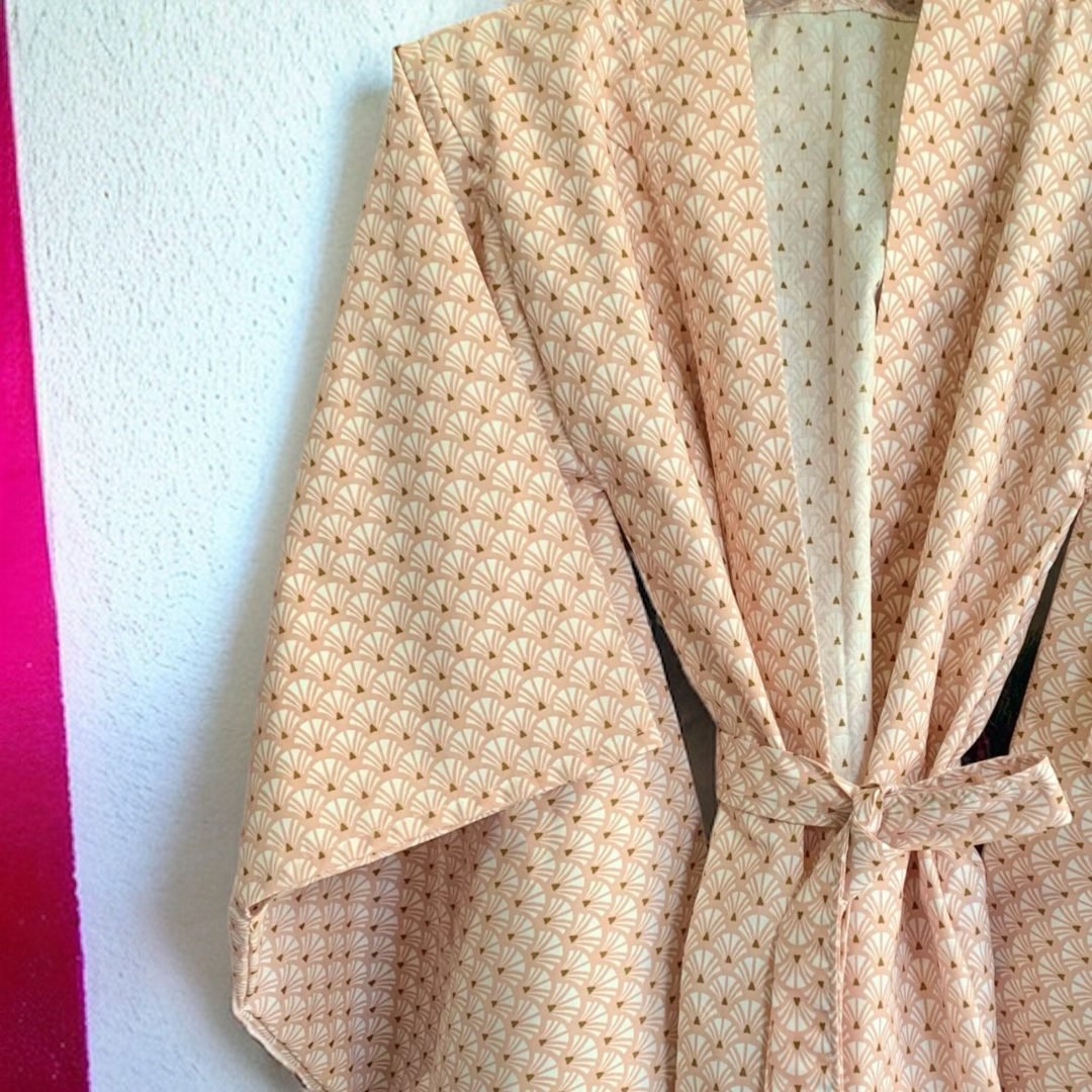KIMONO PINK COTTON WITH FURISHODE SLEEVE