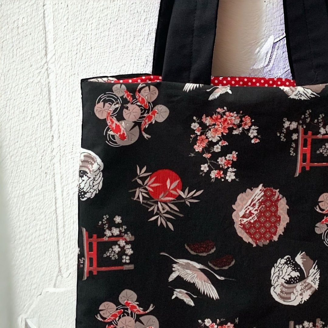 BORSA GIAPPONESE NERO ROSSO