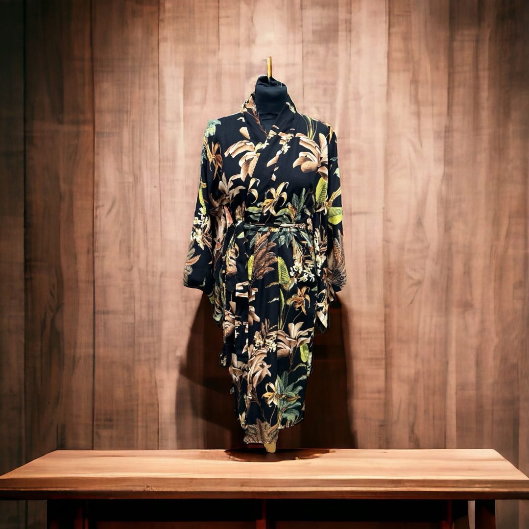 Kimono en lin et viscose avec manches Yukata
