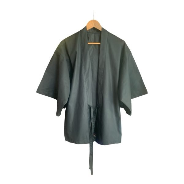 Kimono Haori with ribbon in Black Gabardine