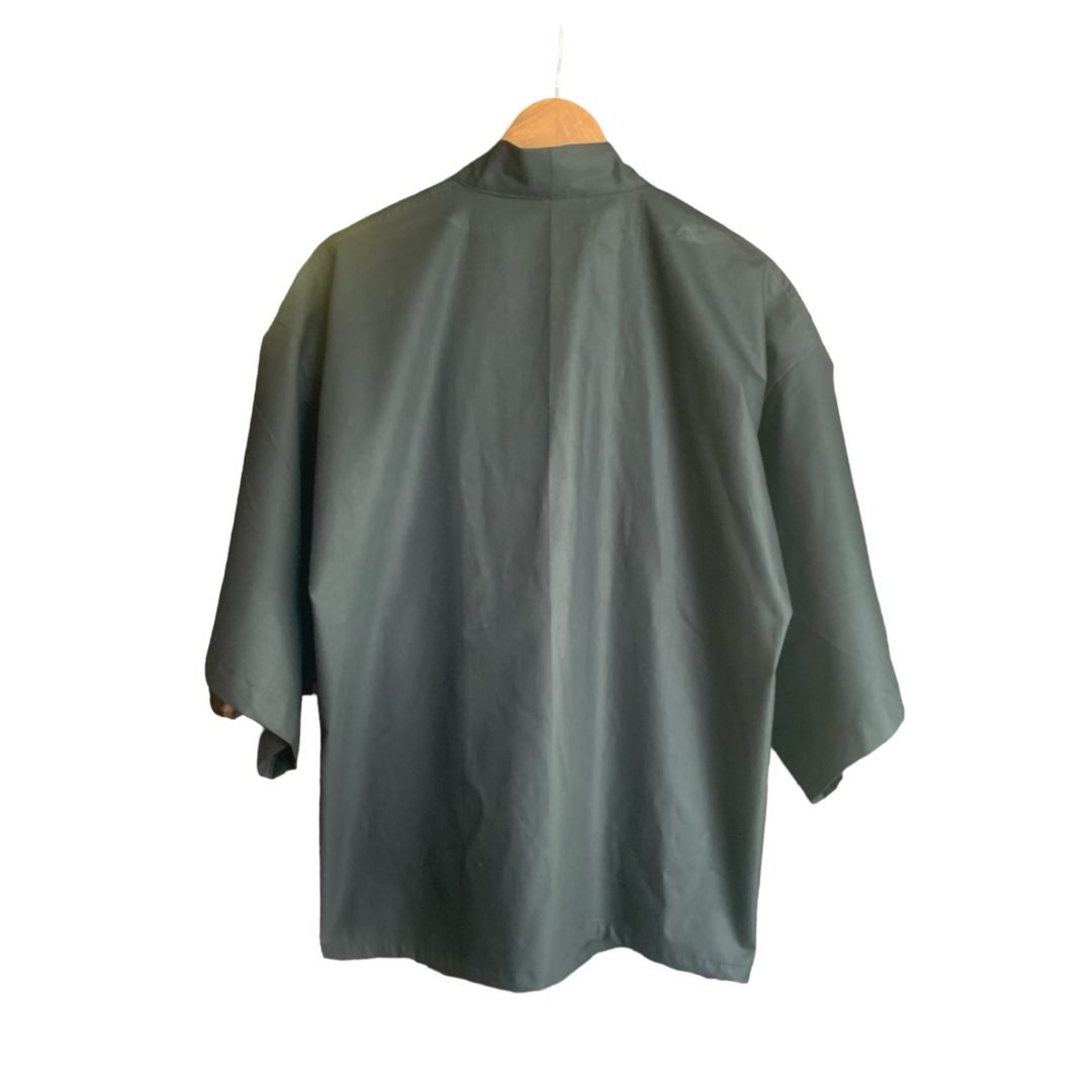 Kimono Haori with ribbon in Black Gabardine