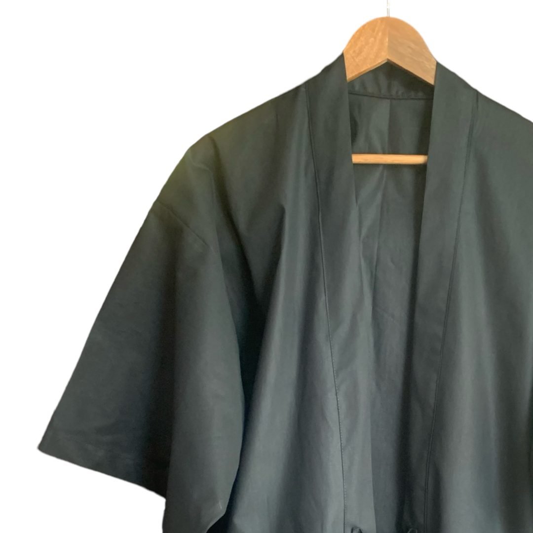 Kimono Haori with ribbon in Black Gabardine