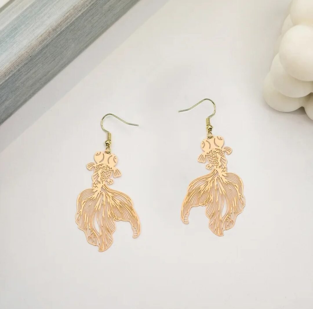 Japanese Goldfish Earings in Golden Color ,Thimble