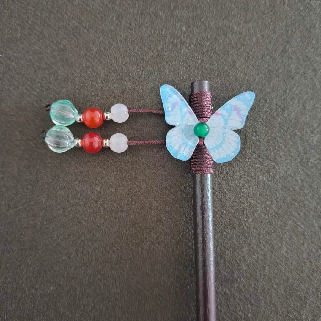 Hair Pin Light Blue Butterfly Thimble