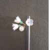Hair Pin White Flowers Thimble