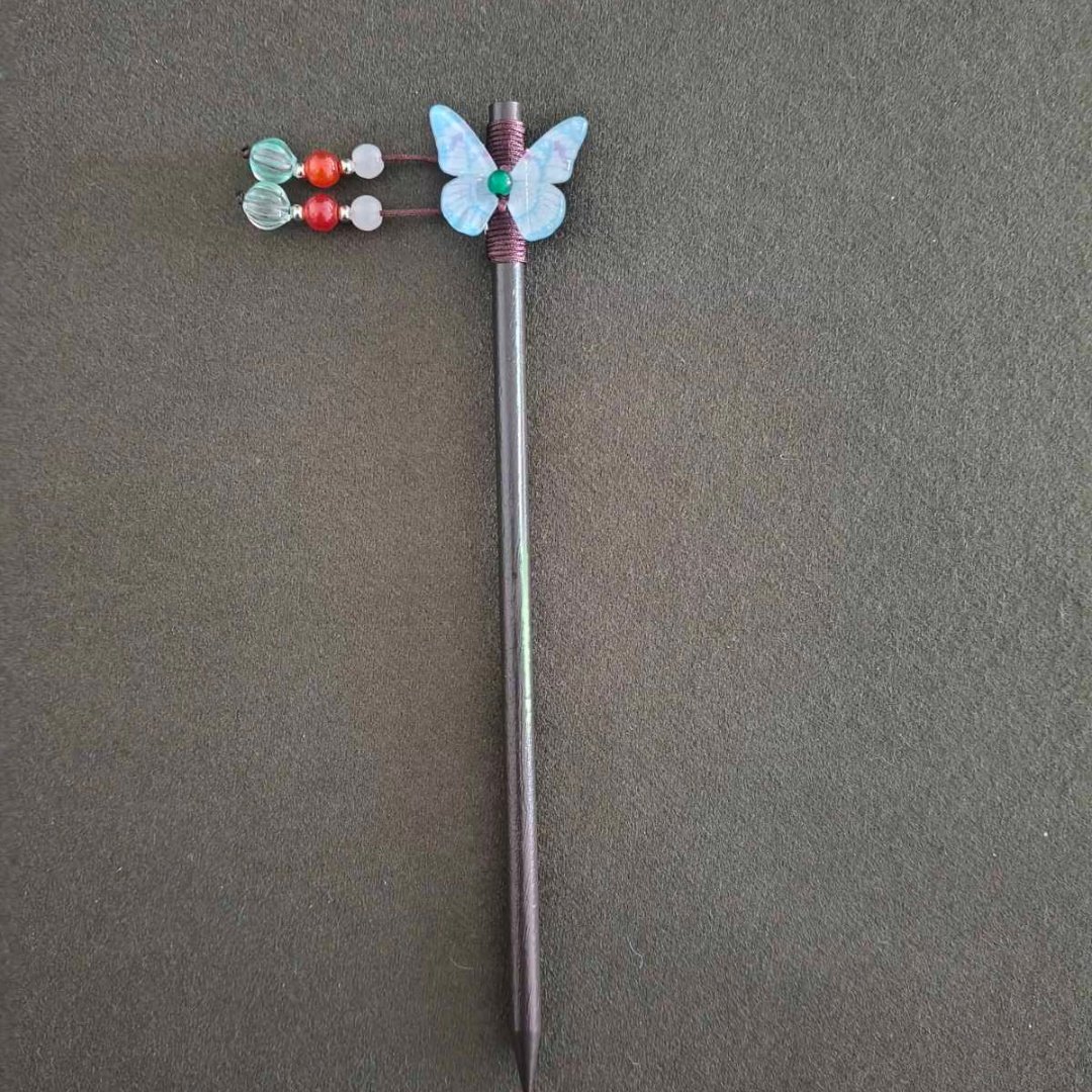 Hair Pin Light Blue Butterfly Thimble