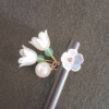 Hair Pin White Flowers Thimble