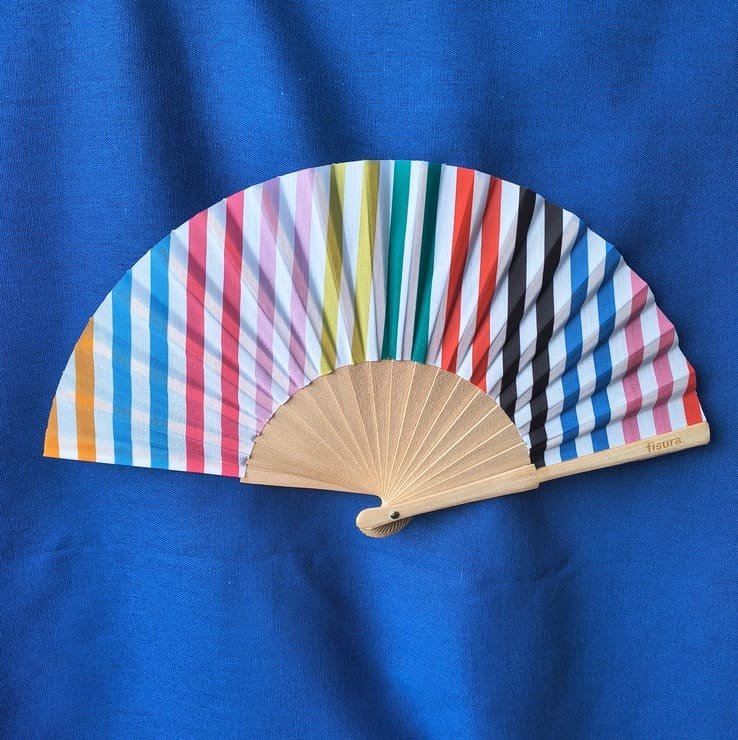 Πολύχρωμη Ριγέ Χειροποίητη Βεντάλια Rainbow